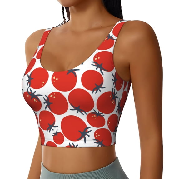 Lsque Hand Drawn Tomatoes Printed Women'S Sports Bra, Compression, Moisture Wicking, High-Impact Sports Bra For Women,Supportive sports bra-Medium