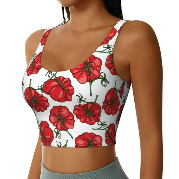 Lsque Hand Drawn Tomatoes Printed Women'S Sports Bra, Compression, Moisture Wicking, High-Impact Sports Bra For Women,Supportive sports bra-X-Large