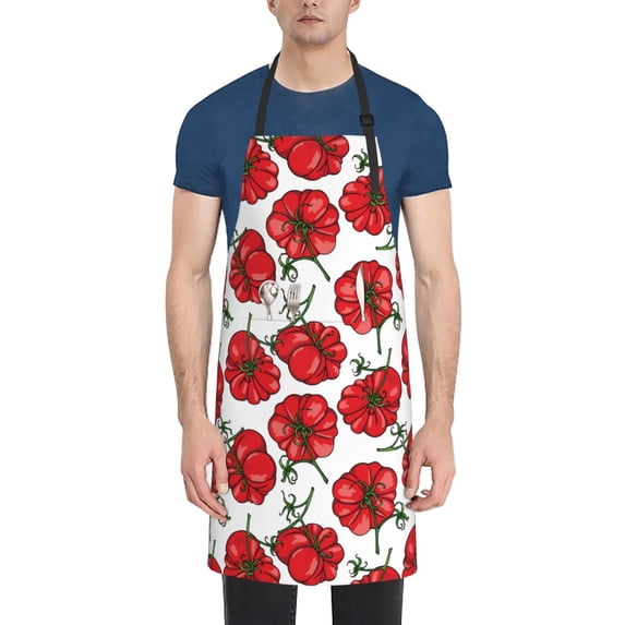 Lsque Hand Drawn Tomatoes Waterproof Apron Chef Aprons for Men Heavy Duty Chemical Work Apron Extra Long Grilling Aprons with Adjustable Bib Apron