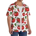 thumbnail image 1 of Lsque Hand Drawn Tomatoes print Men's Cuban Collar Short Sleeve Shirt Summer Beachwear Casual Button Down Fashionable Vacation Leisure Shirt-3X-Large, 1 of 7