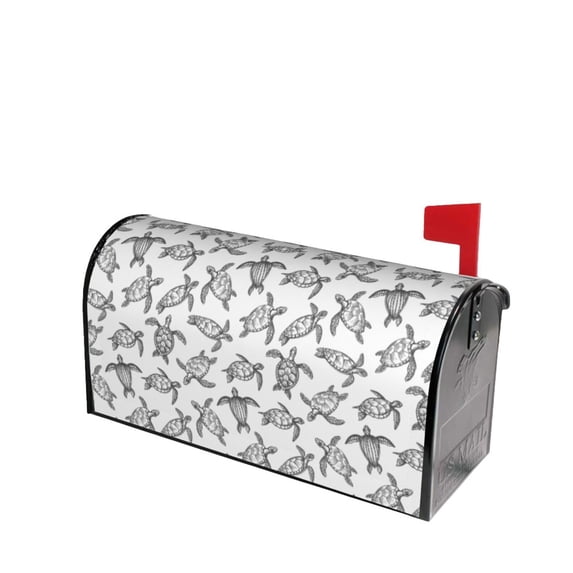 Lsque Hand Drawn Turtle Mailbox Cover Standard Size ,Magnetic Mailbox Covers Post Wraps Letter Box Cover -21x18 in