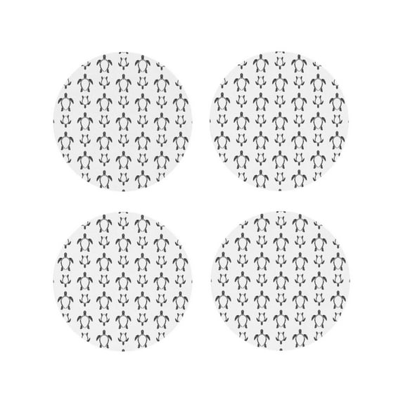 Lsque Hand Drawn Turtle Pattern 4" Drink Coasters Set of 4, PVC Leather Absorbent Coasters, Table Coaster Set Decorative Coffee Cup Coasters Housewarming Gift -Round Shape