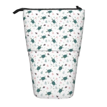 Lsque Compass Pattern Telescopic Pencil Bag Pen Holder Stationery Case Stand Up Retractable Transformer Bag Organizer
