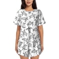 thumbnail image 1 of Lsque Hand Drawn Turtle Women's Short-Sleeved Pajama Set - 2 Piece Soft and Lightweight Sleepwear Set-Small, 1 of 9