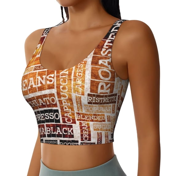 Lsque Hand Drawn Vintage Coffee Printed Women'S Sports Bra, Compression, Moisture Wicking, High-Impact Sports Bra For Women,Supportive sports bra-XX-Large