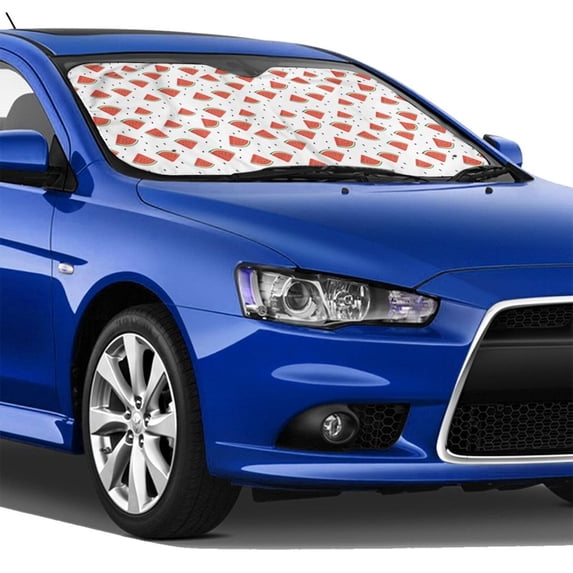 Lsque Hand Drawn Watermelon Car Windshield Sun Shade | Accordion Folding Style Auto Shade for Car Truck SUV Van | Blocks UV Rays Sun Visor Protector | Medium