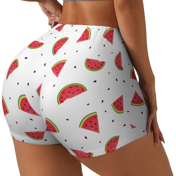 Lsque Hand Drawn Watermelon Pattern High Waisted Biker Shorts for Women-Tummy Control Fitness Athletic Workout Running Yoga Gym Shorts,Moisture-Wicking-XX-Large