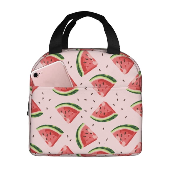 Lsque Hand Drawn Watermelon Pattern Lunch Bag Women/Men Insulated Lunch Box,Small Leakproof Cooler Food Lunch Containers Reusable High Capacity Lunch Tote Bags