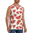 thumbnail image 1 of Lsque Hand Drawn Watermelon Print Men's Cotton Blend Sleeveless Muscle Shirts (S-3XL)- Moisture Wicking, Odor Protection, UPF 30+,3X-Large, 1 of 8