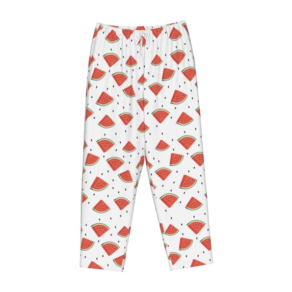 Lsque Hand Drawn Watermelon Print Women's Pajama Pants, Lounge Pant - Comfortable Home Wear,Elastic Waistband, Stylish Design-X-Large