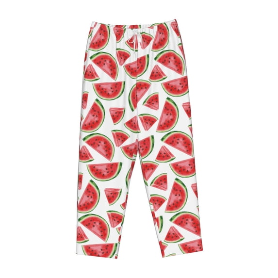 Lsque Hand Drawn Watermelon Print Women's Pajama Pants, Lounge Pant - Comfortable Home Wear,Elastic Waistband, Stylish Design-XX-Large