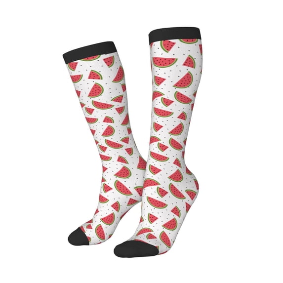 Lsque Hand Drawn Watermelon Printed Crew Socks Men's Women's LightWeight Thin Casual Calf Socks ,Knee High Socks,Cotton Socks
