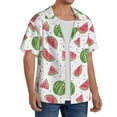 thumbnail image 1 of Lsque Hand Drawn Watermelon print Men's Cuban Collar Short Sleeve Shirt Summer Beachwear Casual Button Down Fashionable Vacation Leisure Shirt-X-Large, 1 of 7