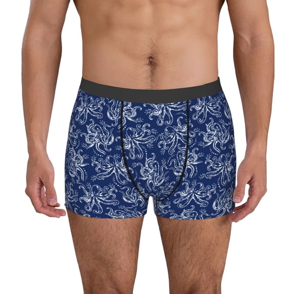 Lsque Hand drawn octopus Pattern Men’s Total Support Pouch Boxer Briefs, X-Temp Cooling, Moisture-Wicking Underwear, Regular, Long-leg and Trunk-X-Large