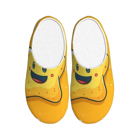 Lsque Happy Cartoon Star Pattern Womens Comfort Cotton on Scuff With Memory Foam and Anti-skid Sole Slipper-46/47