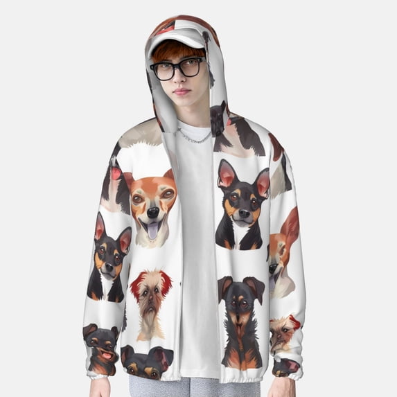 Lsque Happy Dog Faces Collage UPF 50+ Lightweight Sun Protection Men's Women's Long Sleeve Shirt, Hoodie Performance -X-Large