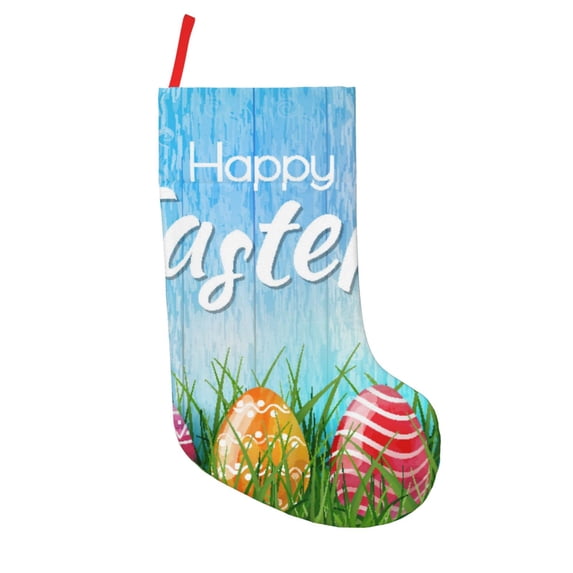 Lsque Happy Easter Pattern 18 Inch Christmas Stockings, Festive Holiday Stocking for Christmas Decorations Holiday Decor