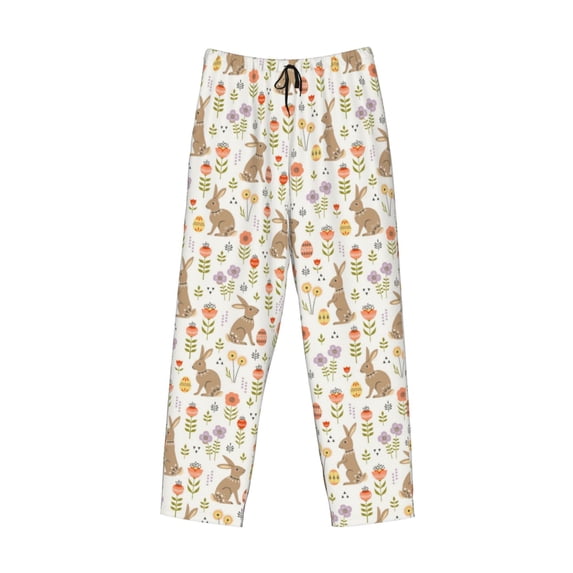 Lsque Happy Easter Print Men's Pajama Pants, Lounge Pant - Comfortable Home Wear,Elastic Waistband, Stylish Design-X-Large
