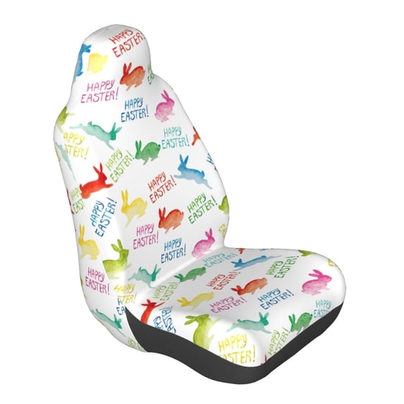 Lsque Happy Easter Rabbit Pattern Car Seat Covers for Front Seats , Waterproof Seat Covers for Cars, Sporty Front Seat Covers,Car Seat Cover Protector Front Seats