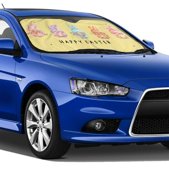 Lsque Happy Easter Sunflower Gnomes,Cute Gnome Car Windshield Sun Shade | Accordion Folding Style Auto Shade for Car Truck SUV Van | Blocks UV Rays Sun Visor Protector | Medium