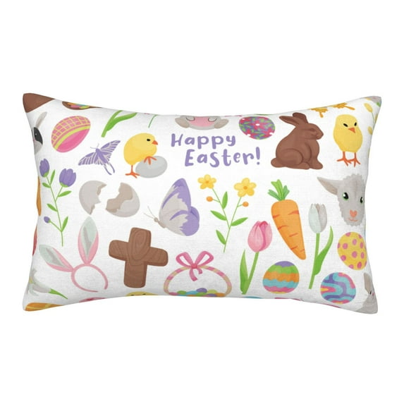 Lsque Happy Easter1 Pattern Pillow Case – Soft & Cozy Throw Pillow Cover, Hypoallergenic Cushion Case for Sleeping Women with Envelope Closure-16"x24"