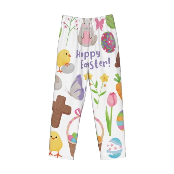 Lsque Happy Easter1 Print Men's Pajama Pants, Lounge Pant - Comfortable Home Wear,Elastic Waistband, Stylish Design-X-Large