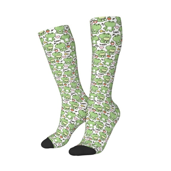 Lsque Happy Frogs Printed Crew Socks Men's Women's LightWeight Thin Casual Calf Socks ,Knee High Socks,Cotton Socks