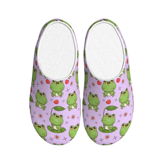 Lsque Happy Frogs1 Pattern Womens Comfort Cotton on Scuff With Memory Foam and Anti-skid Sole Slipper-42/43