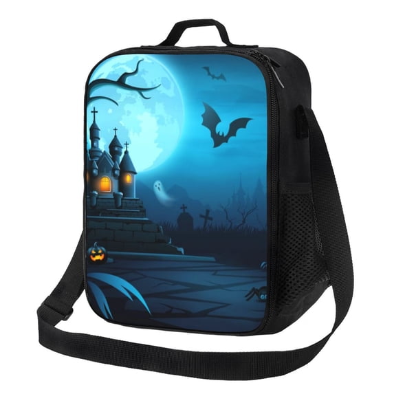 Lsque Happy Halloween-1 Lunch Bag Lunch Box for Women Men Reusable Insulated Lunch Tote Bag,Leakproof Thermal Cooler Sack Food Handbags Case High Capacity