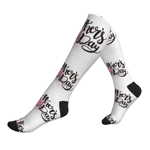 Lsque Happy Mother's Day (3) Pattern Sport Compression Socks for Men & Women 15-20 mmHg Knee High Nurse Pregnant Running Medical and Travel Athletic