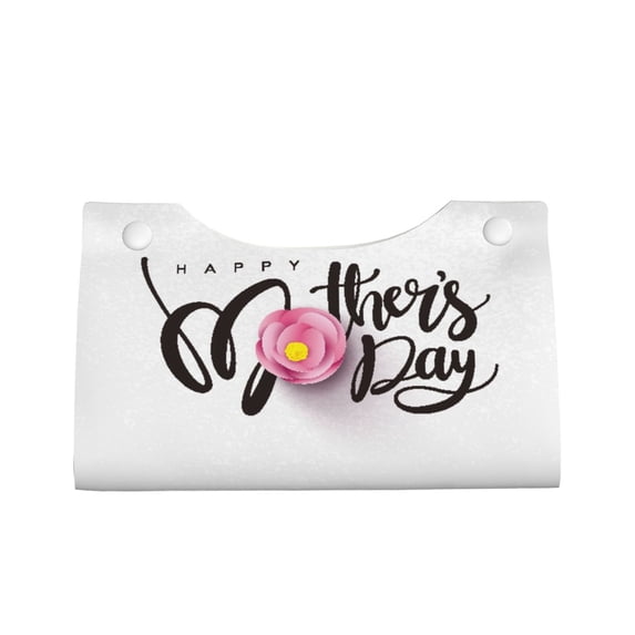 Lsque Happy Mother's Day (3) Printed Long Tissue Box Cover Holder, Facial Paper Organizer Dispenser,Triangle with Bottom Belt, PVC Leather Decorative Organizer