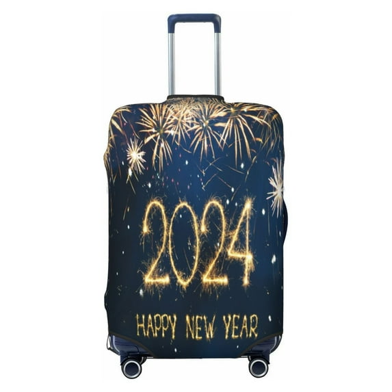 Lsque Happy New Year 2024 (3) Printed Luggage Cover, Travel Luggage Protector,Scratch and Dirt Resistant, Fits 18-32 Inch Luggage - Small