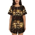 thumbnail image 1 of Lsque Happy New Year 2025 B Women's Short-Sleeved Pajama Set - 2 Piece Soft and Lightweight Sleepwear Set-Small, 1 of 9