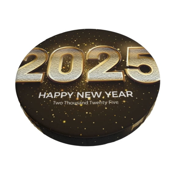Lsque Happy New Year 2025 E Pattern Round Bar chair cushion covers Velvet Fabric Premium Comfort Protects from Scratches and Stains for 14-17 Inch Chair-14 inch