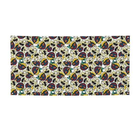 Lsque Happy Skeleton Pattern Party Banner, Festive Banner , Holiday Celebrations and Events for Carnival Birthday Party Festival Decorations-Medium