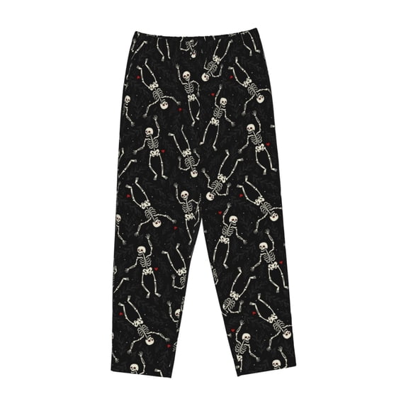 Lsque Happy Skeletons Dancing Print Women's Pajama Pants, Lounge Pant - Comfortable Home Wear,Elastic Waistband, Stylish Design-Medium