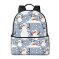 thumbnail image 1 of Lsque Happy Snowmen Snowfall Pattern Backpack – School Travel Canvas Daypack with Ergonomic Padded Straps, Multiple Compartments & Leather Handle, 1 of 5