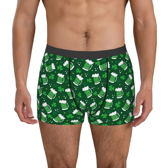 Lsque Happy St. Patrick's Day Pattern Men’s Total Support Pouch Boxer Briefs, X-Temp Cooling, Moisture-Wicking Underwear, Regular, Long-leg and Trunk-XX-Large