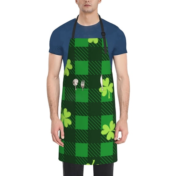 Lsque Happy St. Patrick's Day5 Waterproof Apron Chef Aprons for Men Heavy Duty Chemical Work Apron Extra Long Grilling Aprons with Adjustable Bib Apron