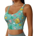 thumbnail image 1 of Lsque Happy Summer Printed Women'S Sports Bra, Compression, Moisture Wicking, High-Impact Sports Bra For Women,Supportive sports bra-, 1 of 9