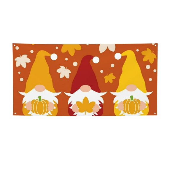 Lsque Happy Thanksgiving Three Gnomes Pattern Party Banner, Festive Banner , Holiday Celebrations and Events for Carnival Birthday Party Festival Decorations-Small