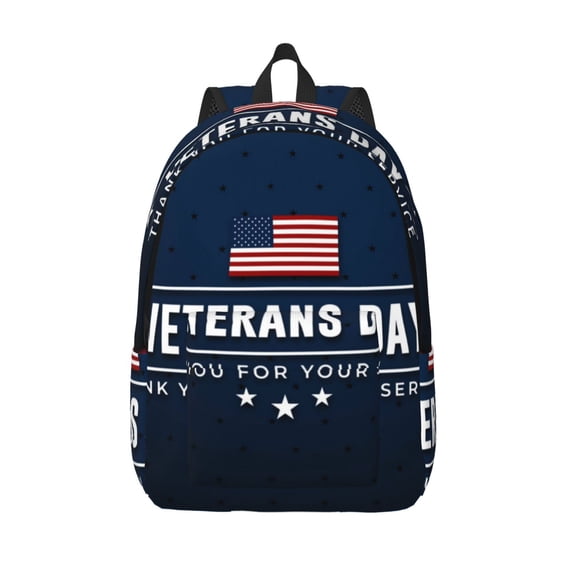 Lsque Happy Veterans Day Pattern Canvas Daypack, Durable Backpack, High-quality Versatile Backpack,Vintage Compact Backpack-Medium