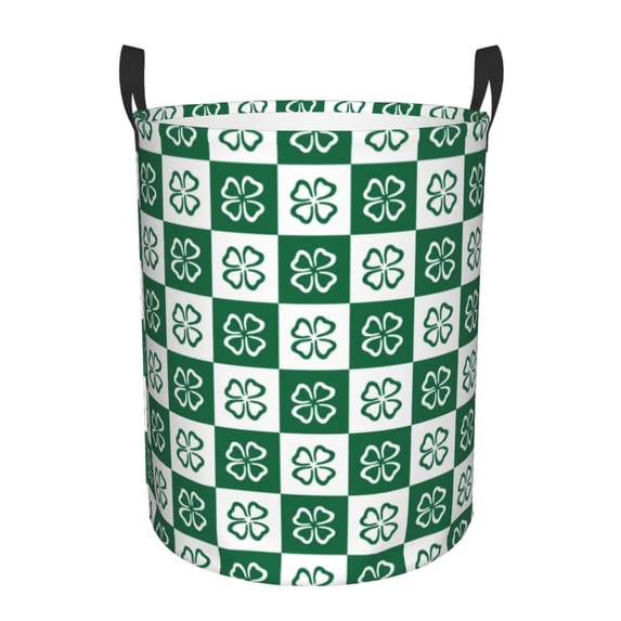Lsque Happy saint Patricks day Pattern Laundry Hamper Basket, Tall Woven Rope Hamper Basket for Clothes, Lightweight Storage Basket, Collapsible Waterproof-Medium