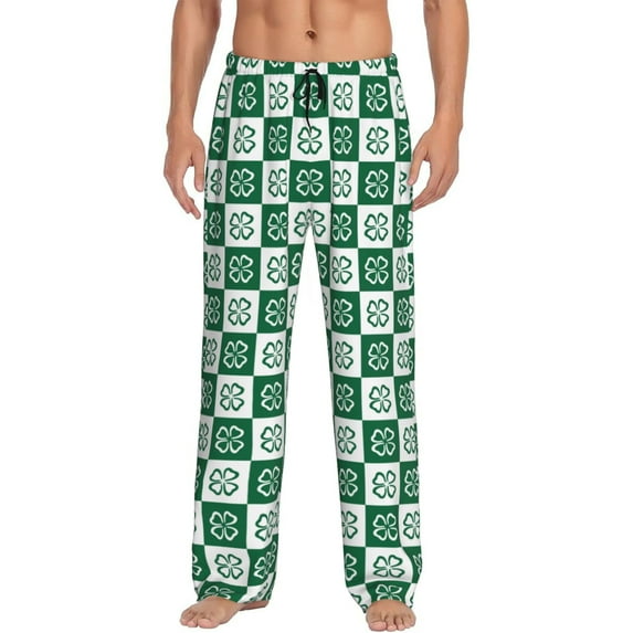Lsque Happy saint Patricks day Print Men's Pajama Pants, Lounge Pant - Comfortable Home Wear,Elastic Waistband, Stylish Design-X-Large