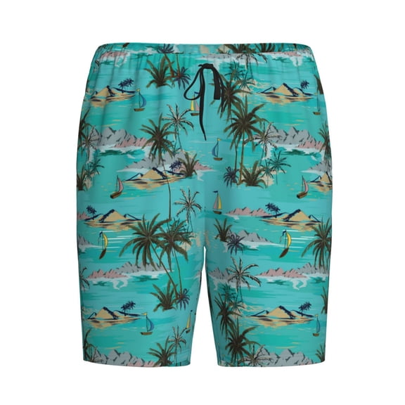 Lsque Hawaii Palms Mens Sleep Pajama Shorts,Short Pajama Pants, Cotton Ultra-Soft Knit-Small