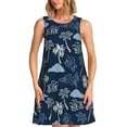 thumbnail image 1 of Lsque Hawaii Palms Pattern Summer Dresses for Women – Sleeveless T-Shirt Swing Sundress, Perfect for the Beach and Casual Days, 1 of 7