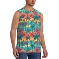 thumbnail image 1 of Lsque Hawaii Palms Print Men's Cotton Blend Sleeveless Muscle Shirts (S-3XL)- Moisture Wicking, Odor Protection, UPF 30+,X-Large, 1 of 8