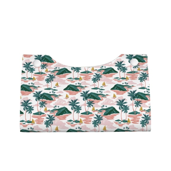 Lsque Hawaii Palms Printed Long Tissue Box Cover Holder, Facial Paper Organizer Dispenser,Triangle with Bottom Belt, PVC Leather Decorative Organizer