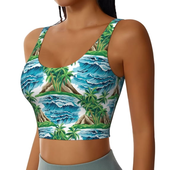 Lsque Hawaii Palms Printed Women'S Sports Bra, Compression, Moisture Wicking, High-Impact Sports Bra For Women,Supportive sports bra-XX-Large