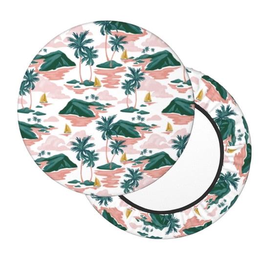 Lsque Hawaii Palms Round Bar chair cushion covers Velvet Fabric Premium Comfort Protects from Scratches and Stains for 14-17 Inch Chair- 12 inch